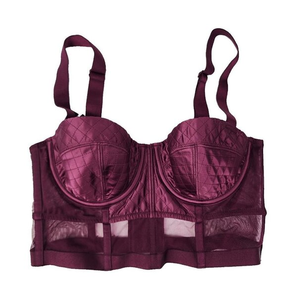 Victoria Secret Very Sexy Lined Balconet Maroon Long Line Ribcage‎ Bra 34B - Picture 1 of 6